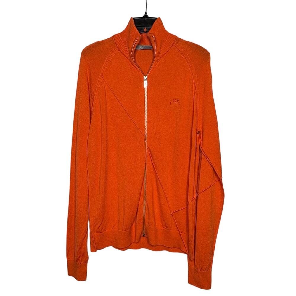 A Cold Wall ACW 100% Wool Orange Turtleneck Luxury Cardigan Sweater Size Large